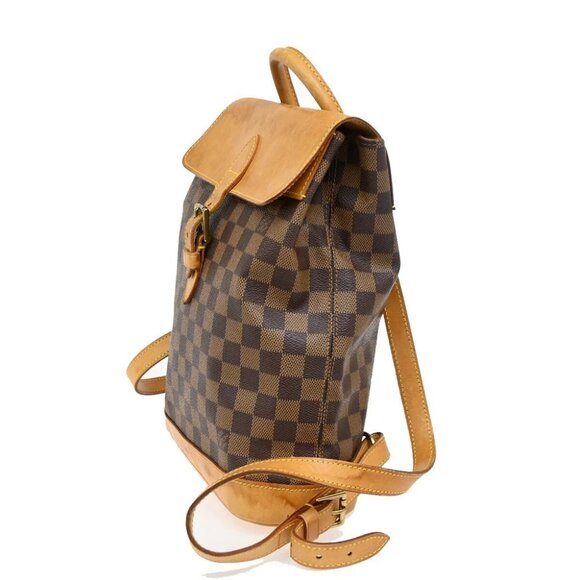 LOUIS VUITTON Logo Soho Backpack Bag Damier Ebene Leather Brown - Picture 2 of 16